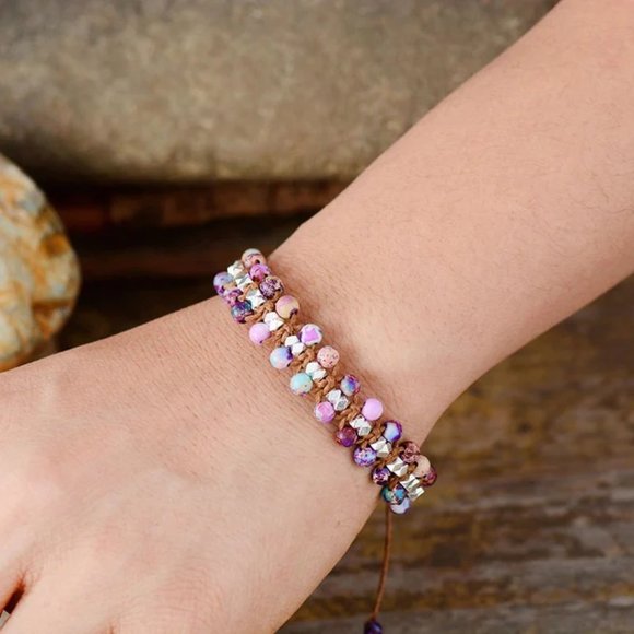 Ocean Regalite Tibetan Bead Handmade Braided Healing Reiki Women Bracelet Gift - Picture 2 of 3